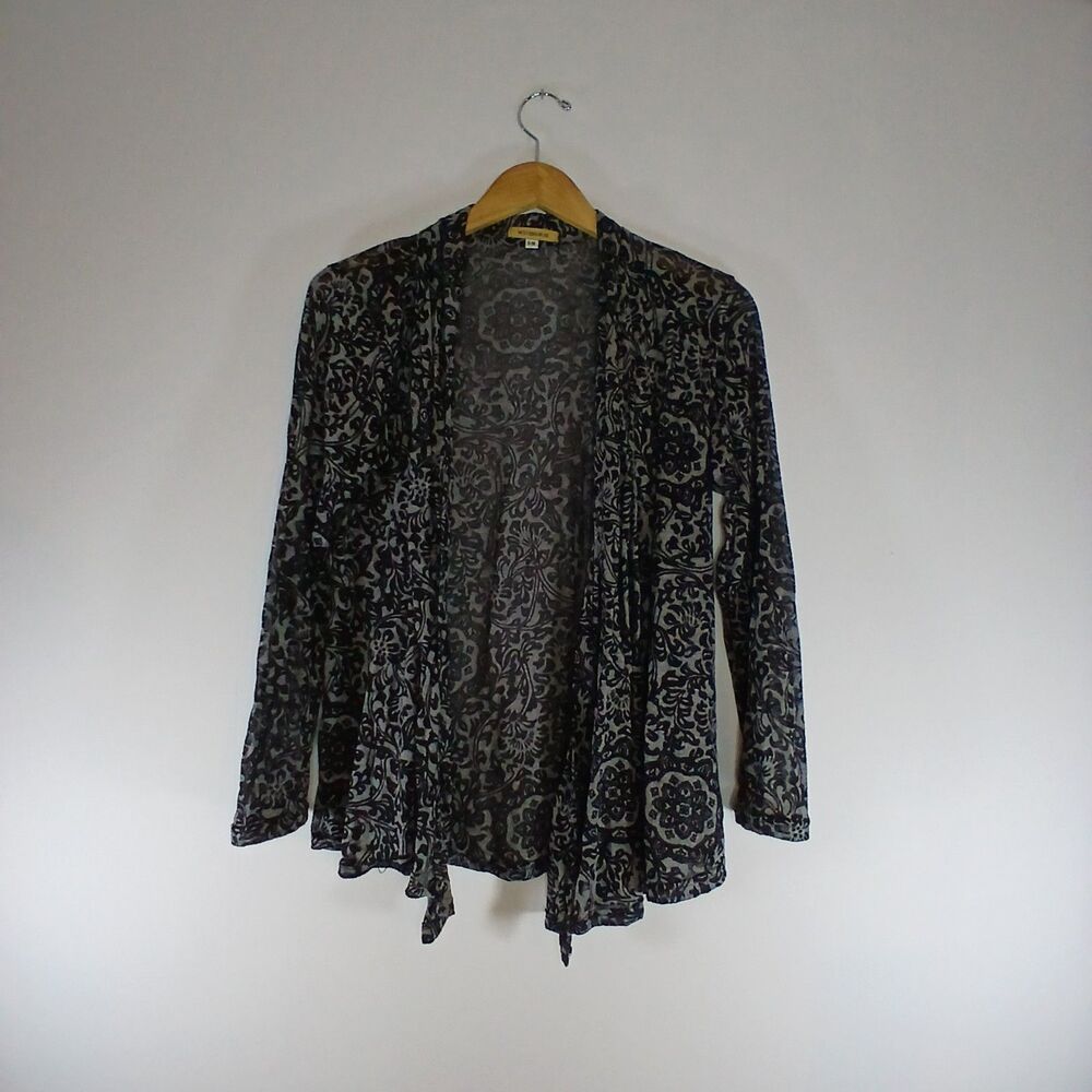 Windhorse Jali Black Gray Burnout Cardigan Boho Whimsygoth S/M